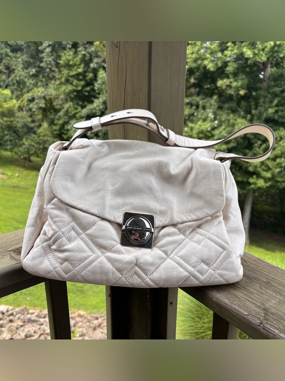 Marc by Marc Jacobs Cream Quilted Leather Shoulder Bag